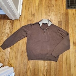 Men's brown quarter zip sweater